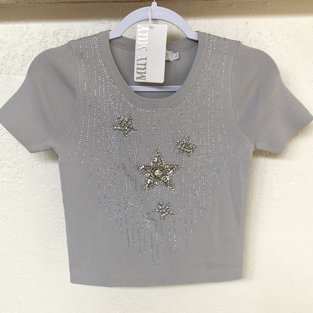 Muy Muy Star Embellished Knit Top